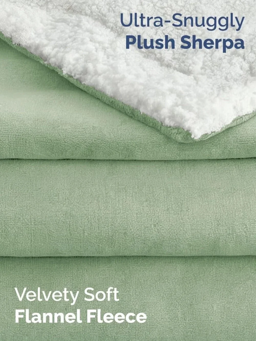 Sage Green Plush Reversible Sherpa Throw Blanket 60x80